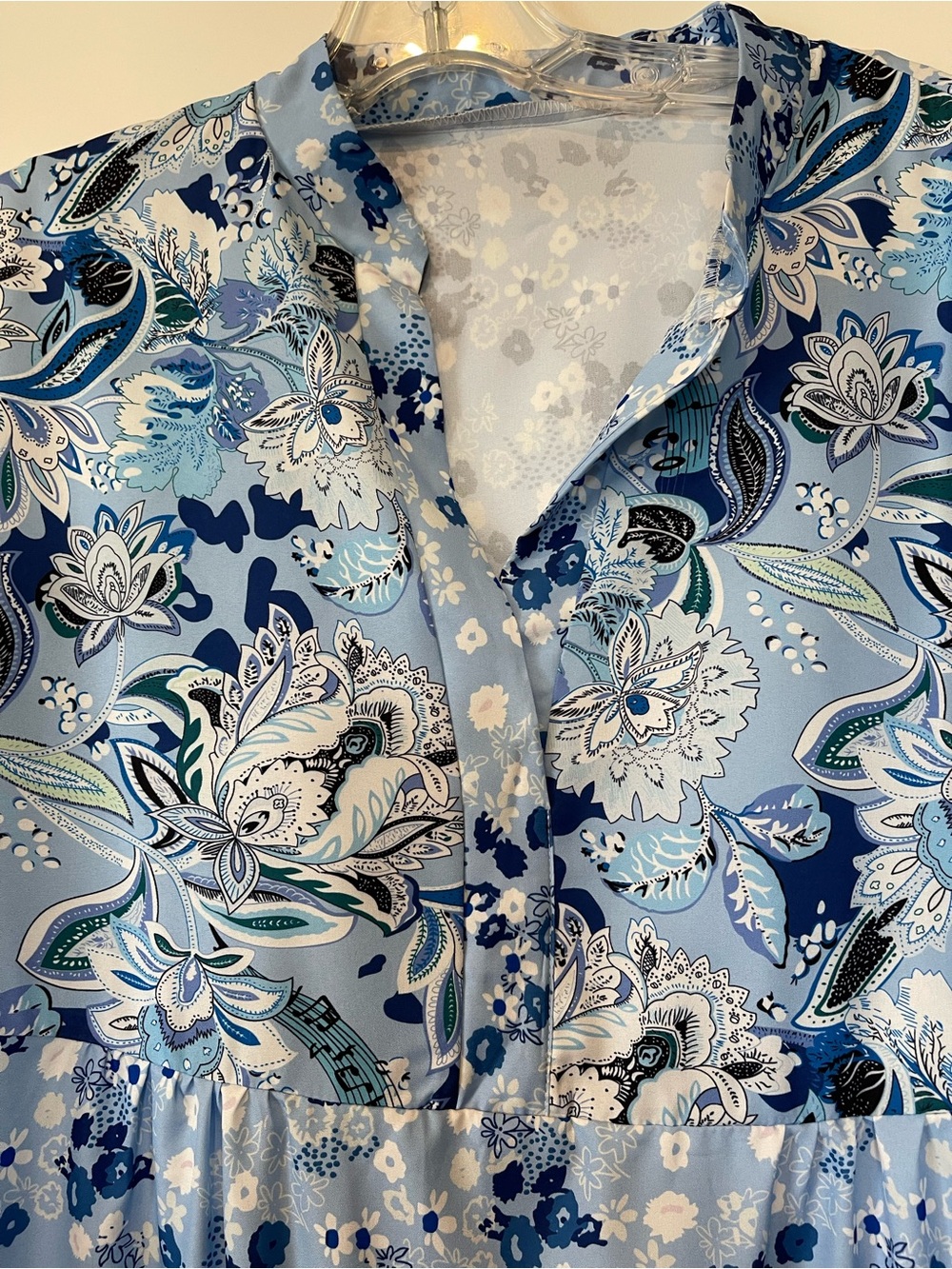 SHEIN Blue Paisley Floral Midi Dress